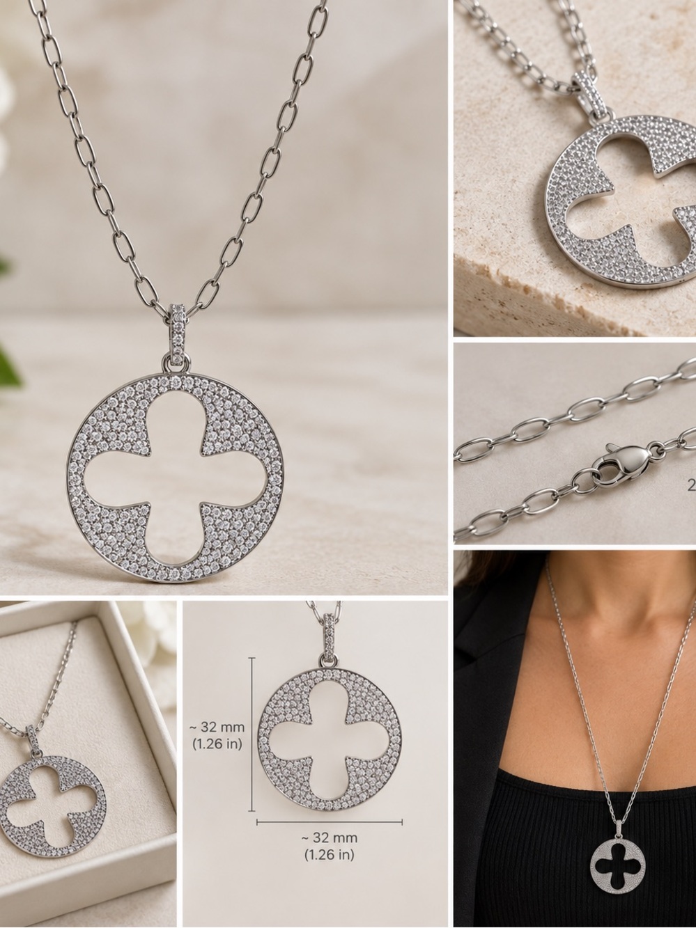 Pavé Quatrefoil Statement Necklace
